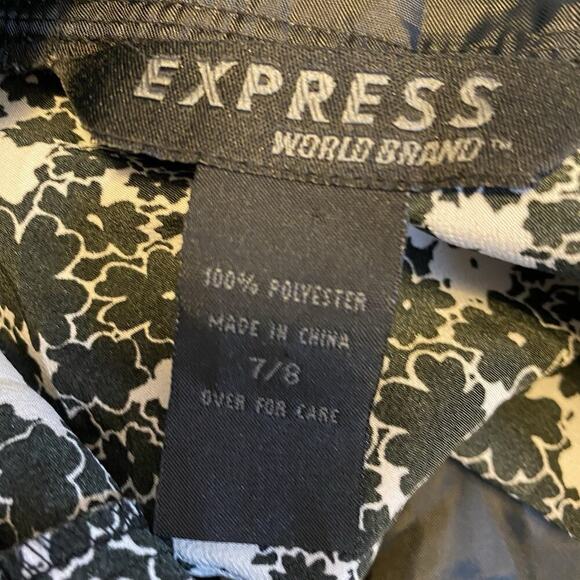 Express Vtg Y2K Floral Babydoll Midi Slip Dress Sz 7/8 Fairy Goth Black White - Picture 5 of 13